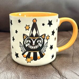 Moxy Vintage Black Cat 18oz Ceramic Halloween Mug - Carnival Style with Stars